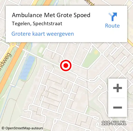 Locatie op kaart van de 112 melding: Ambulance Met Grote Spoed Naar Tegelen, Spechtstraat op 9 oktober 2016 19:47