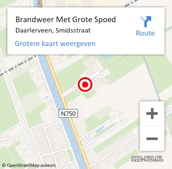 Locatie op kaart van de 112 melding: Brandweer Met Grote Spoed Naar Daarlerveen, Smidsstraat op 9 oktober 2016 20:36