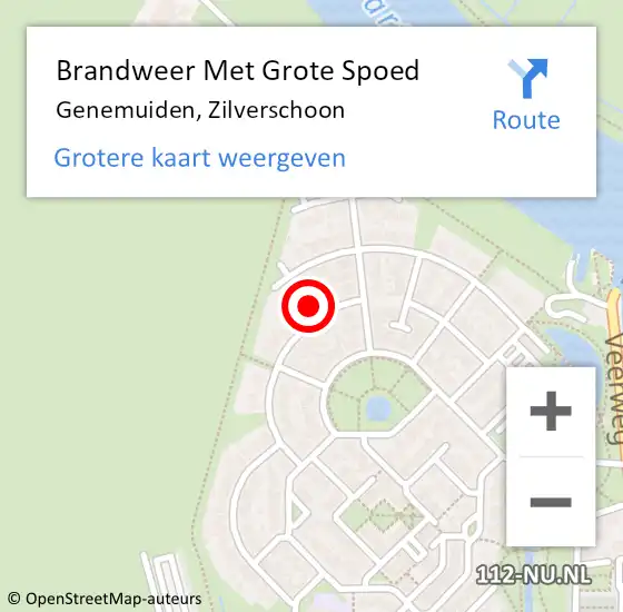 Locatie op kaart van de 112 melding: Brandweer Met Grote Spoed Naar Genemuiden, Zilverschoon op 10 oktober 2016 01:20