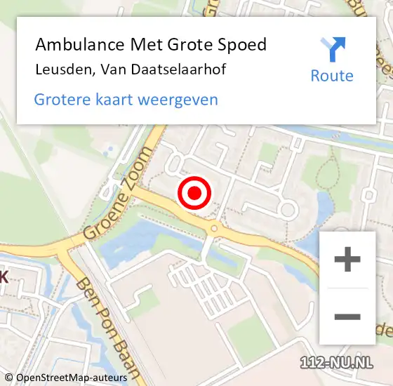 Locatie op kaart van de 112 melding: Ambulance Met Grote Spoed Naar Leusden, Van Daatselaarhof op 10 oktober 2016 11:22