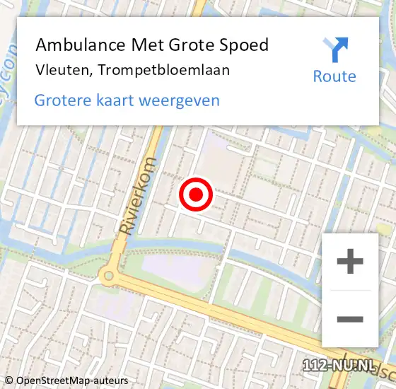 Locatie op kaart van de 112 melding: Ambulance Met Grote Spoed Naar Vleuten, Trompetbloemlaan op 11 oktober 2016 04:36