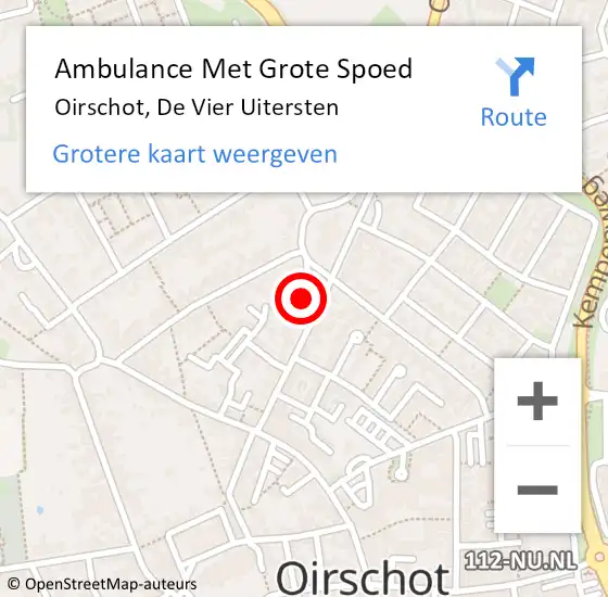 Locatie op kaart van de 112 melding: Ambulance Met Grote Spoed Naar Oirschot, De Vier Uitersten op 11 oktober 2016 08:20