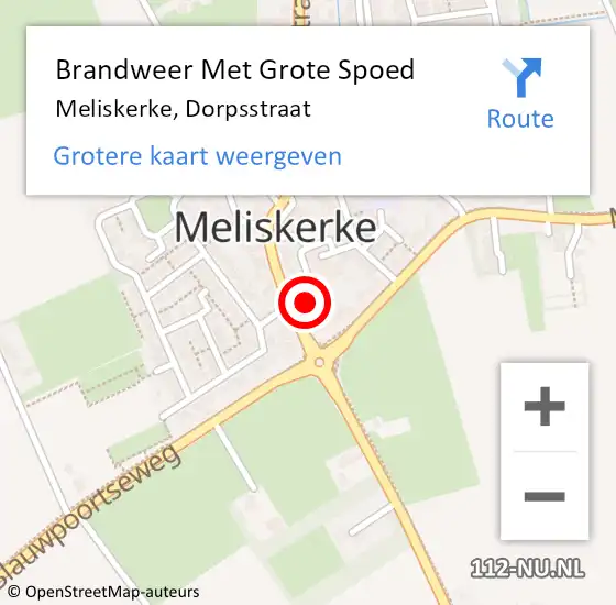 Locatie op kaart van de 112 melding: Brandweer Met Grote Spoed Naar Meliskerke, Dorpsstraat op 12 oktober 2016 08:27