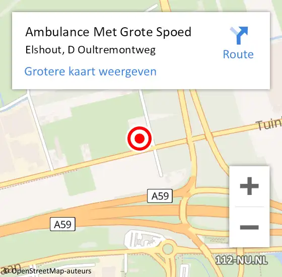 Locatie op kaart van de 112 melding: Ambulance Met Grote Spoed Naar Elshout, D Oultremontweg op 30 december 2013 12:08