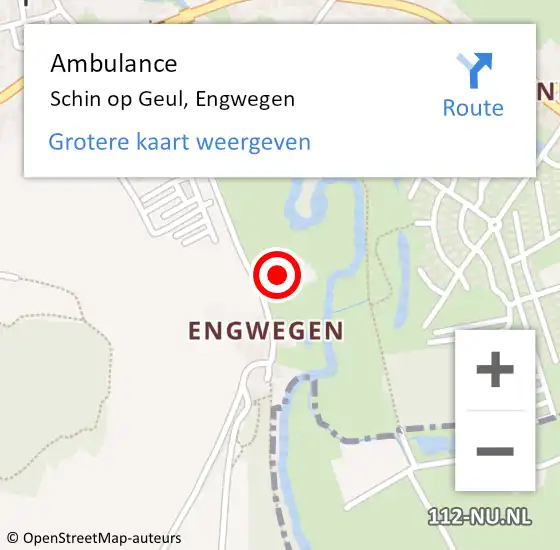 Locatie op kaart van de 112 melding: Ambulance Schin op Geul, Engwegen op 12 oktober 2016 13:02