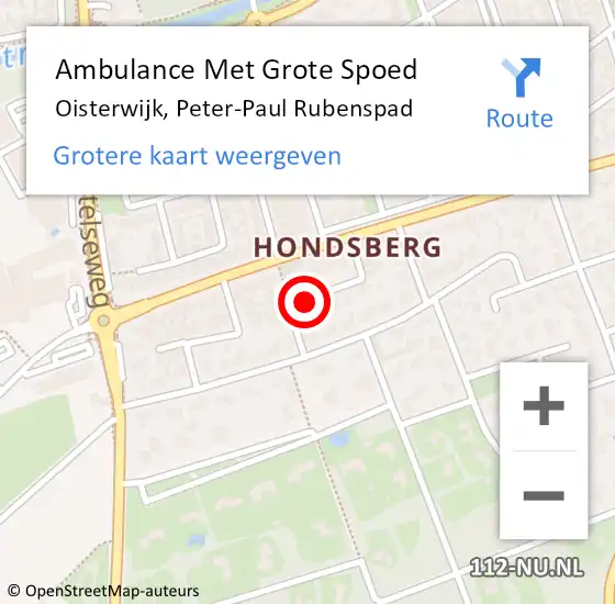 Locatie op kaart van de 112 melding: Ambulance Met Grote Spoed Naar Oisterwijk, Peter-Paul Rubenspad op 12 oktober 2016 15:51