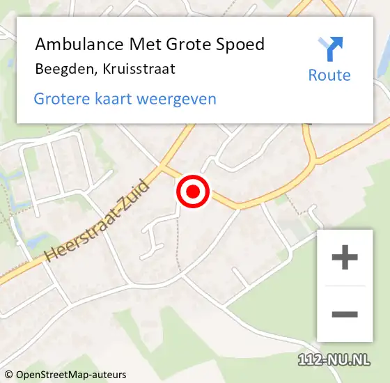 Locatie op kaart van de 112 melding: Ambulance Met Grote Spoed Naar Beegden, Kruisstraat op 12 oktober 2016 17:34