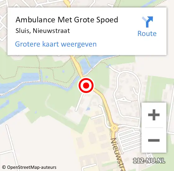 Locatie op kaart van de 112 melding: Ambulance Met Grote Spoed Naar Sluis, Nieuwstraat op 12 oktober 2016 17:58