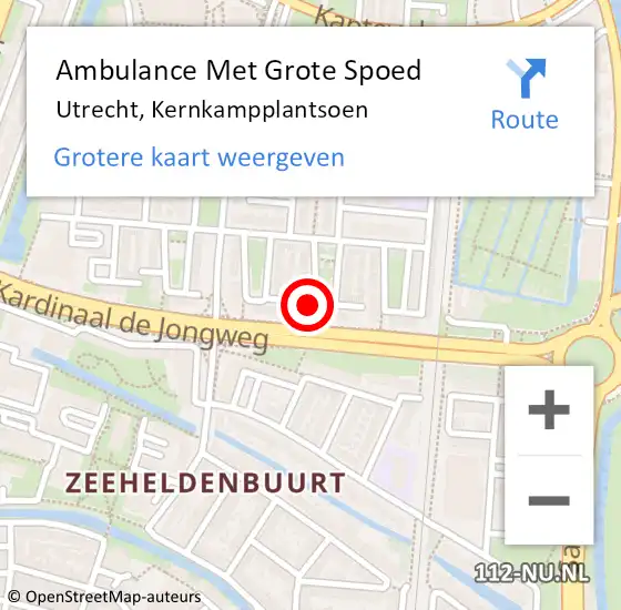 Locatie op kaart van de 112 melding: Ambulance Met Grote Spoed Naar Utrecht, Kernkampplantsoen op 13 oktober 2016 04:46