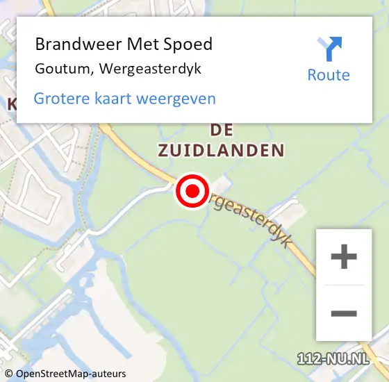 Locatie op kaart van de 112 melding: Brandweer Met Spoed Naar Goutum, Wergeasterdyk op 13 oktober 2016 16:36
