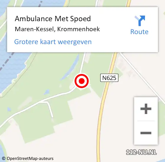Locatie op kaart van de 112 melding: Ambulance Met Spoed Naar Maren-Kessel, Krommenhoek op 13 oktober 2016 23:28