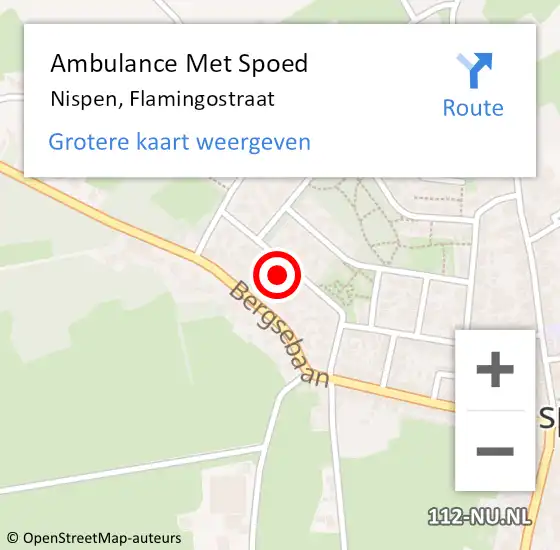 Locatie op kaart van de 112 melding: Ambulance Met Spoed Naar Nispen, Flamingostraat op 14 oktober 2016 00:01