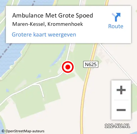 Locatie op kaart van de 112 melding: Ambulance Met Grote Spoed Naar Maren-Kessel, Krommenhoek op 14 oktober 2016 00:01