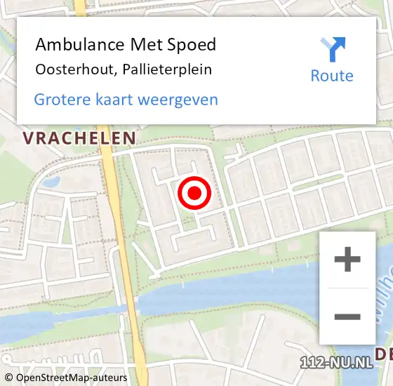 Locatie op kaart van de 112 melding: Ambulance Met Spoed Naar Oosterhout, Pallieterplein op 14 oktober 2016 05:50
