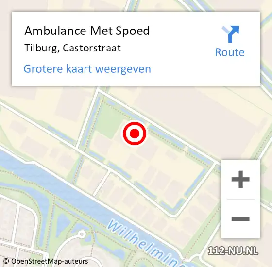 Locatie op kaart van de 112 melding: Ambulance Met Spoed Naar Tilburg, Castorstraat op 14 oktober 2016 15:59