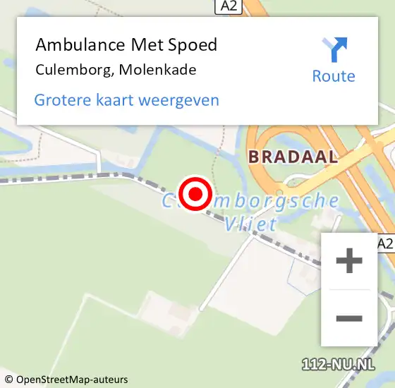 Locatie op kaart van de 112 melding: Ambulance Met Spoed Naar Culemborg, Molenkade op 14 oktober 2016 20:13