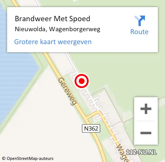 Locatie op kaart van de 112 melding: Brandweer Met Spoed Naar Nieuwolda, Wagenborgerweg op 15 oktober 2016 12:15