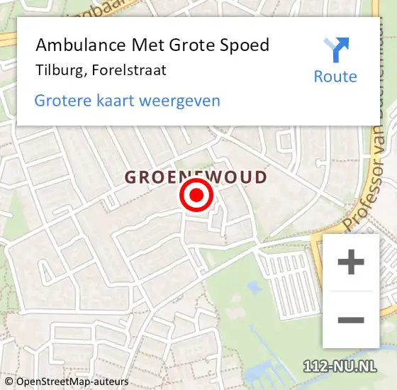 Locatie op kaart van de 112 melding: Ambulance Met Grote Spoed Naar Tilburg, Forelstraat op 15 oktober 2016 12:48