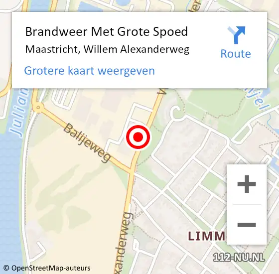Locatie op kaart van de 112 melding: Brandweer Met Grote Spoed Naar Maastricht, Willem Alexanderweg op 15 oktober 2016 15:01