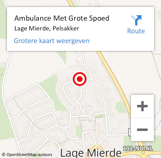 Locatie op kaart van de 112 melding: Ambulance Met Grote Spoed Naar Lage Mierde, Pelsakker op 15 oktober 2016 21:32