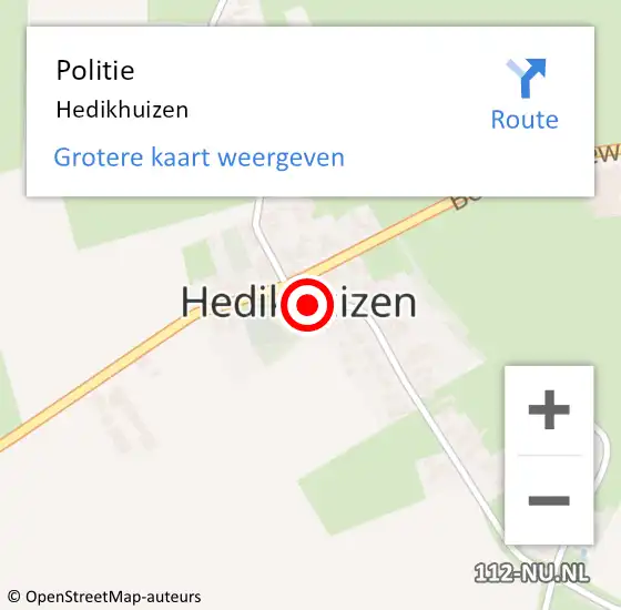 Locatie op kaart van de 112 melding: Politie Hedikhuizen op 16 oktober 2016 00:55