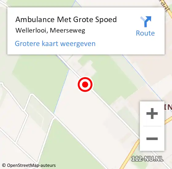 Locatie op kaart van de 112 melding: Ambulance Met Grote Spoed Naar Wellerlooi, Meerseweg op 16 oktober 2016 13:17