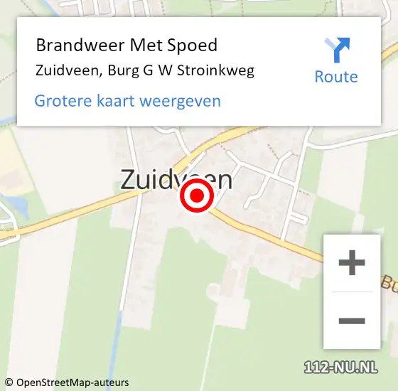 Locatie op kaart van de 112 melding: Brandweer Met Spoed Naar Zuidveen, Burg G W Stroinkweg op 16 oktober 2016 15:54