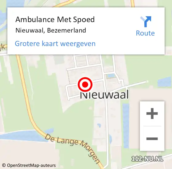 Locatie op kaart van de 112 melding: Ambulance Met Spoed Naar Nieuwaal, Bezemerland op 16 oktober 2016 16:48