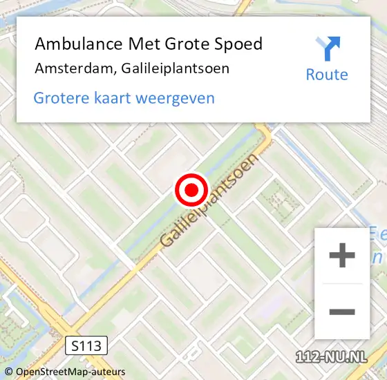 Locatie op kaart van de 112 melding: Ambulance Met Grote Spoed Naar Amsterdam, Galileiplantsoen op 16 oktober 2016 17:35