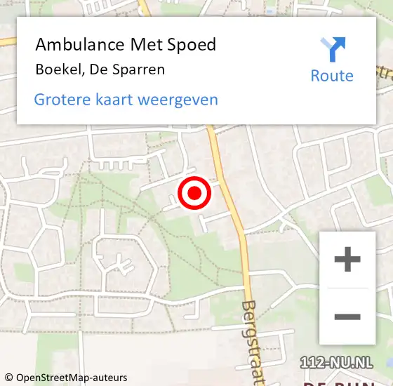 Locatie op kaart van de 112 melding: Ambulance Met Spoed Naar Boekel, De Sparren op 17 oktober 2016 05:56