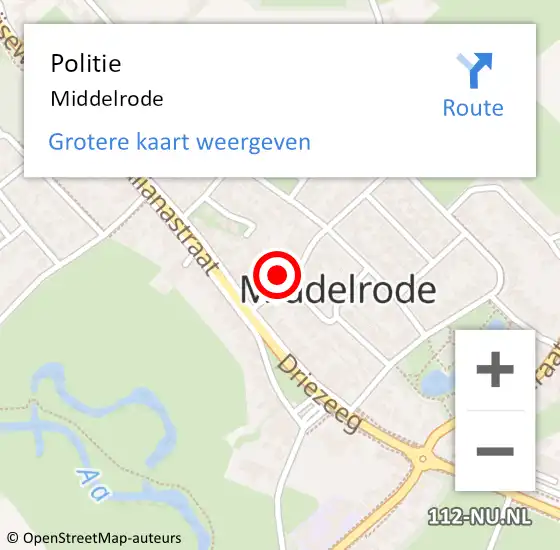 Locatie op kaart van de 112 melding: Politie Middelrode op 30 december 2013 19:07