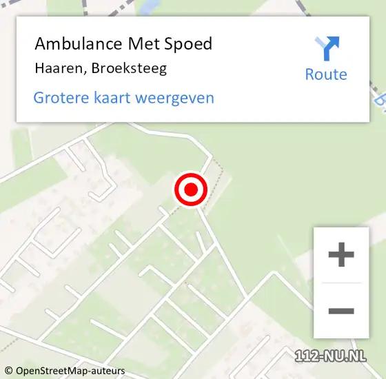 Locatie op kaart van de 112 melding: Ambulance Met Spoed Naar Haaren, Broeksteeg op 17 oktober 2016 11:39