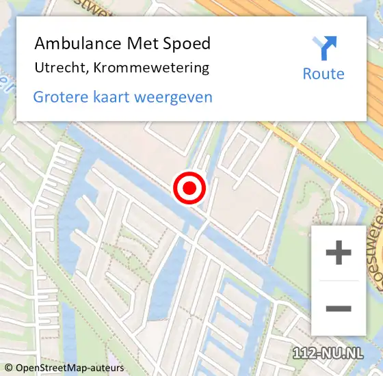 Locatie op kaart van de 112 melding: Ambulance Met Spoed Naar Utrecht, Krommewetering op 17 oktober 2016 13:34