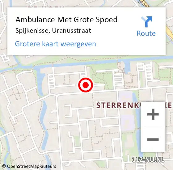 Locatie op kaart van de 112 melding: Ambulance Met Grote Spoed Naar Spijkenisse, Uranusstraat op 17 oktober 2016 23:11