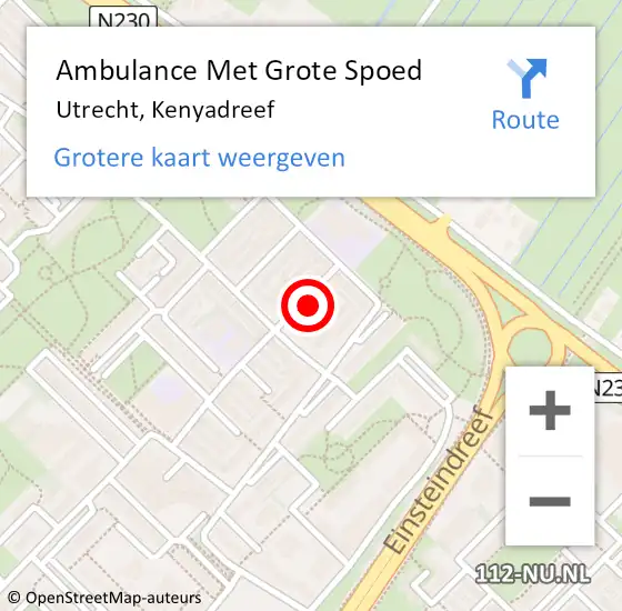 Locatie op kaart van de 112 melding: Ambulance Met Grote Spoed Naar Utrecht, Kenyadreef op 18 oktober 2016 02:25