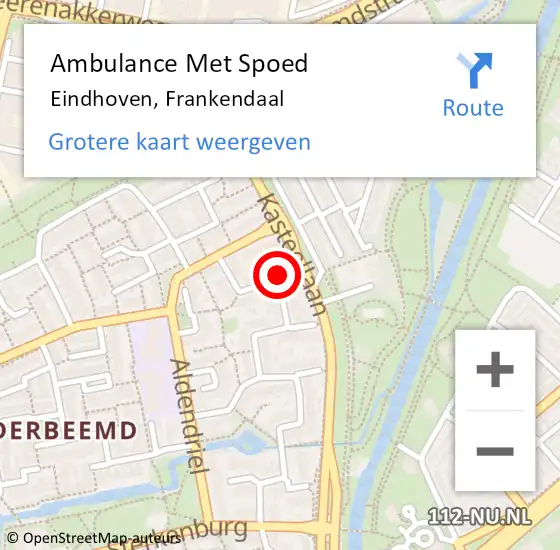 Locatie op kaart van de 112 melding: Ambulance Met Spoed Naar Eindhoven, Frankendaal op 18 oktober 2016 07:57