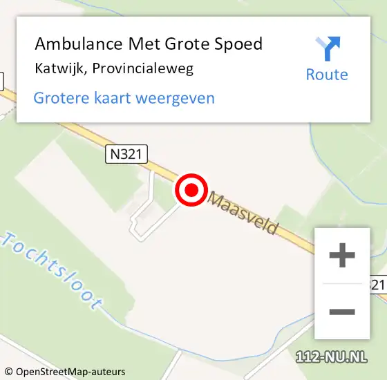 Locatie op kaart van de 112 melding: Ambulance Met Grote Spoed Naar Katwijk, Provincialeweg op 18 oktober 2016 16:47