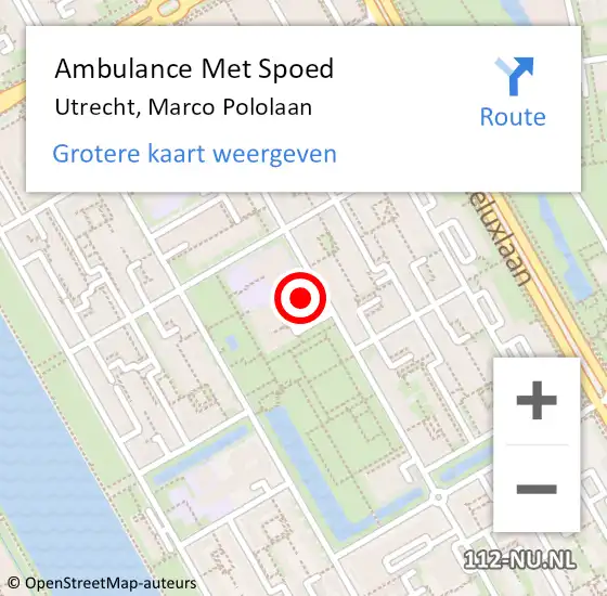 Locatie op kaart van de 112 melding: Ambulance Met Spoed Naar Utrecht, Marco Pololaan op 18 oktober 2016 16:51
