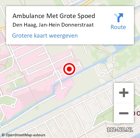 Locatie op kaart van de 112 melding: Ambulance Met Grote Spoed Naar Den Haag, Jan-Hein Donnerstraat op 18 oktober 2016 18:30