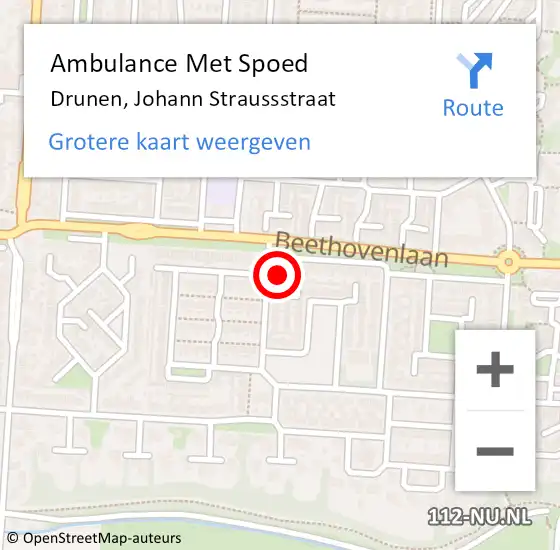 Locatie op kaart van de 112 melding: Ambulance Met Spoed Naar Drunen, Johann Straussstraat op 19 oktober 2016 01:48