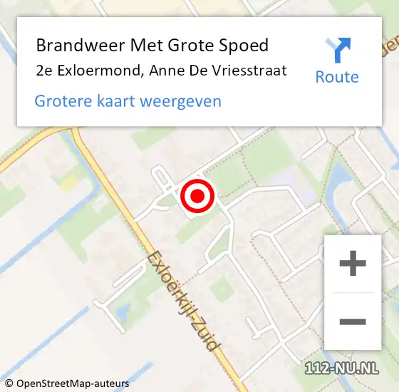 Locatie op kaart van de 112 melding: Brandweer Met Grote Spoed Naar 2e Exloërmond, Anne De Vriesstraat op 19 oktober 2016 11:42
