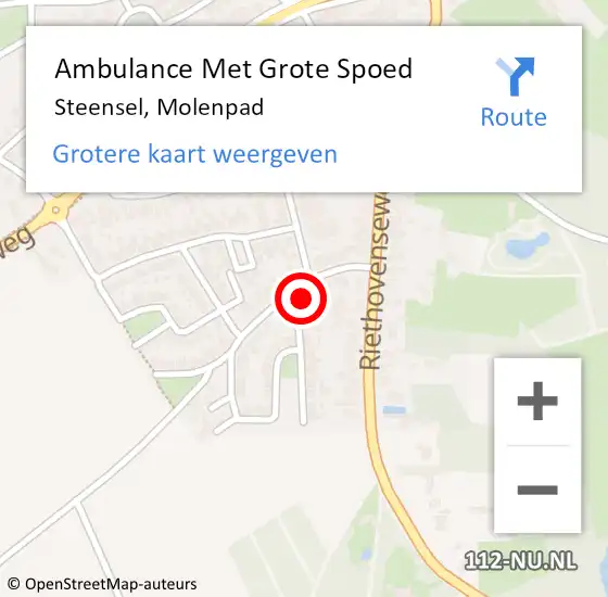 Locatie op kaart van de 112 melding: Ambulance Met Grote Spoed Naar Steensel, Molenpad op 19 oktober 2016 13:01