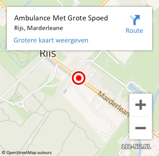 Locatie op kaart van de 112 melding: Ambulance Met Grote Spoed Naar Rijs, Marderleane op 19 oktober 2016 20:26