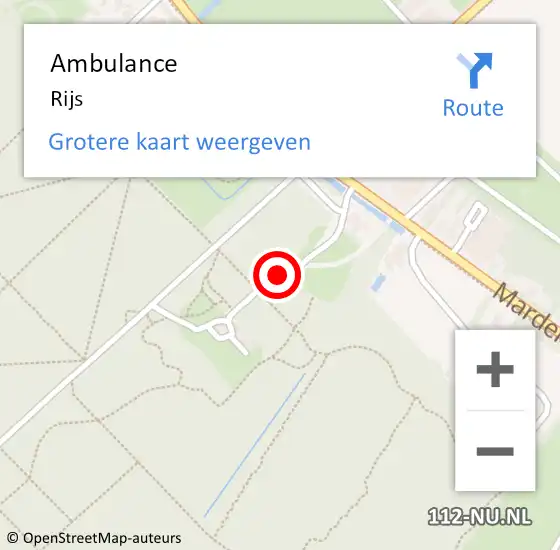 Locatie op kaart van de 112 melding: Ambulance Rijs op 19 oktober 2016 20:28