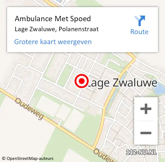 Locatie op kaart van de 112 melding: Ambulance Met Spoed Naar Lage Zwaluwe, Polanenstraat op 19 oktober 2016 21:51