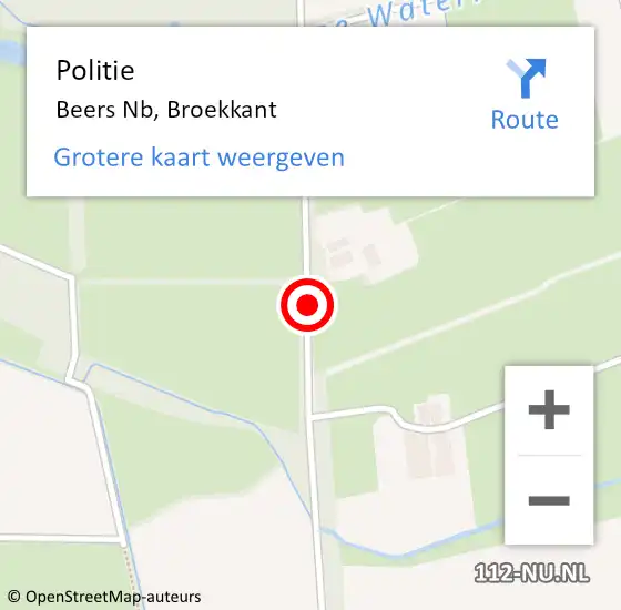 Locatie op kaart van de 112 melding: Politie Beers Nb, Broekkant op 20 oktober 2016 08:44