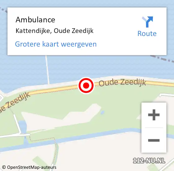 Locatie op kaart van de 112 melding: Ambulance Kattendijke, Oude Zeedijk op 20 oktober 2016 10:13