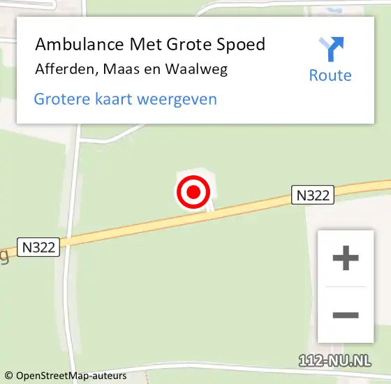 Locatie op kaart van de 112 melding: Ambulance Met Grote Spoed Naar Afferden, Maas en Waalweg op 20 oktober 2016 18:35