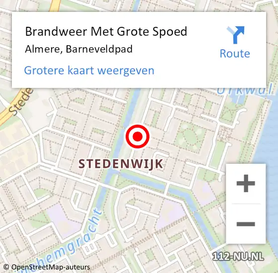 Locatie op kaart van de 112 melding: Brandweer Met Grote Spoed Naar Almere, Barneveldpad op 21 oktober 2016 09:23