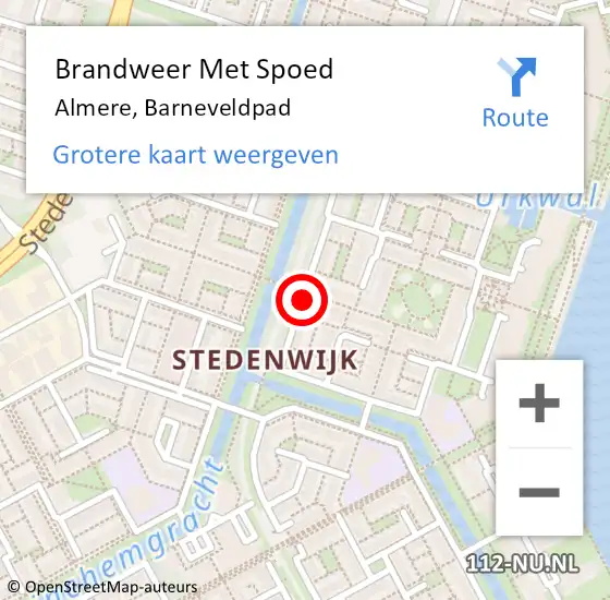 Locatie op kaart van de 112 melding: Brandweer Met Spoed Naar Almere, Barneveldpad op 21 oktober 2016 09:38